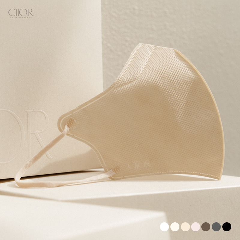 (누드 베이지 25매입) Ciior 씨오르 KF94 브이핏 새부리형마스크 패션 컬러 귀편한마스크