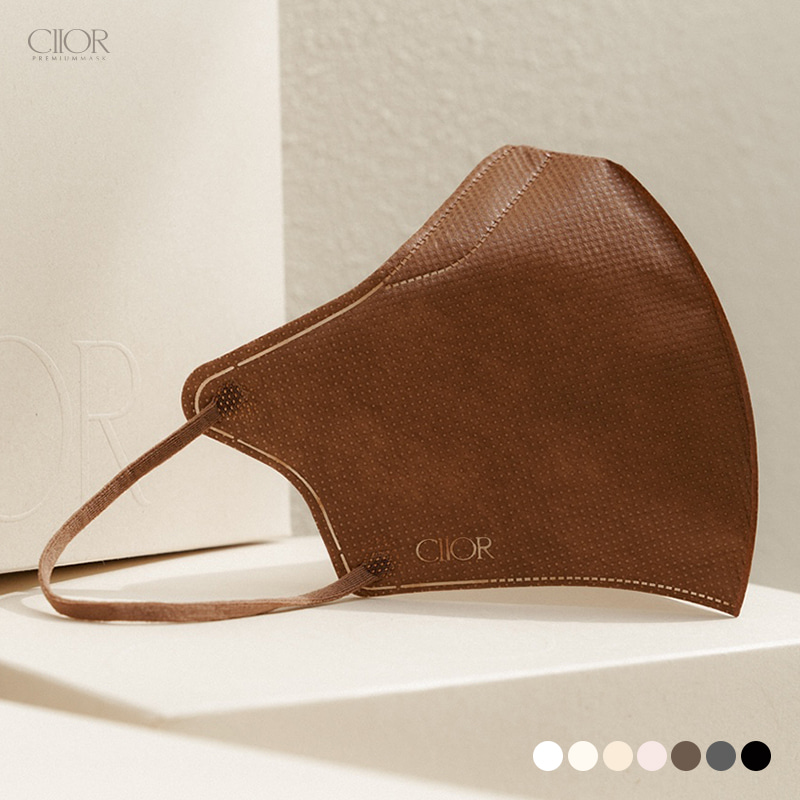 (뮤트 브라운 25매입) Ciior 씨오르 KF94 브이핏 새부리형마스크 패션 컬러 귀편한마스크
